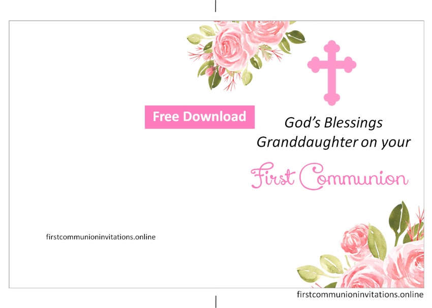 Free Printable First Communion Cards for girls Templates First Communion Invitations