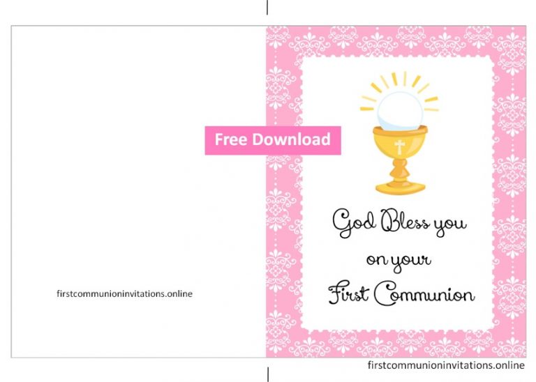 Free Printable First Communion - First Communion Cards For Girls 4 768x548 